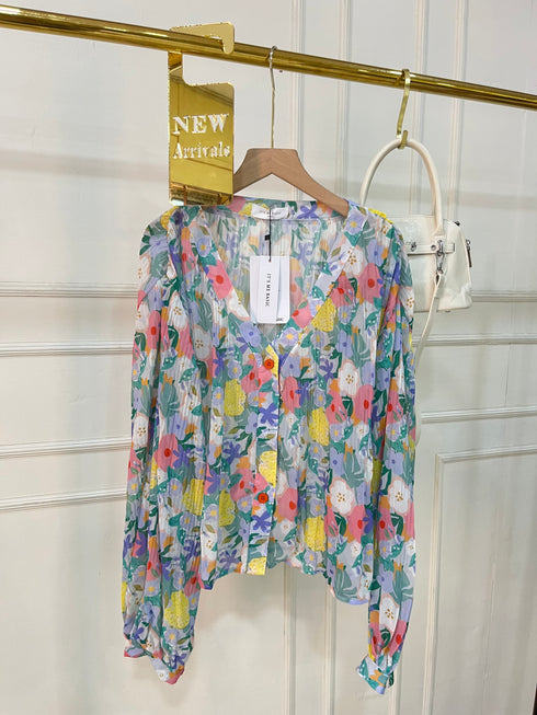 Summer Floral Print Loose V-Neck Tops